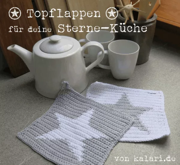 Topflappen mit Stern - Häkelanleitung , kostenlos