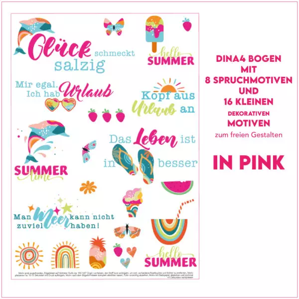 Bügelbild-Sommer Bundle pink