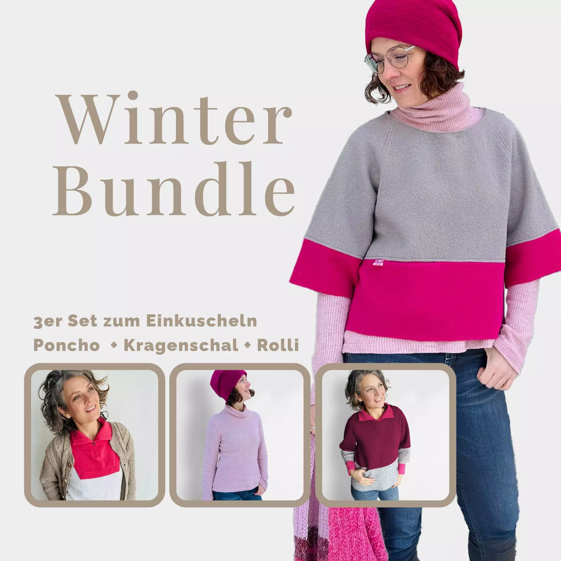 Schnittmuster Bundle Poncho + Pulli + Kragenschal